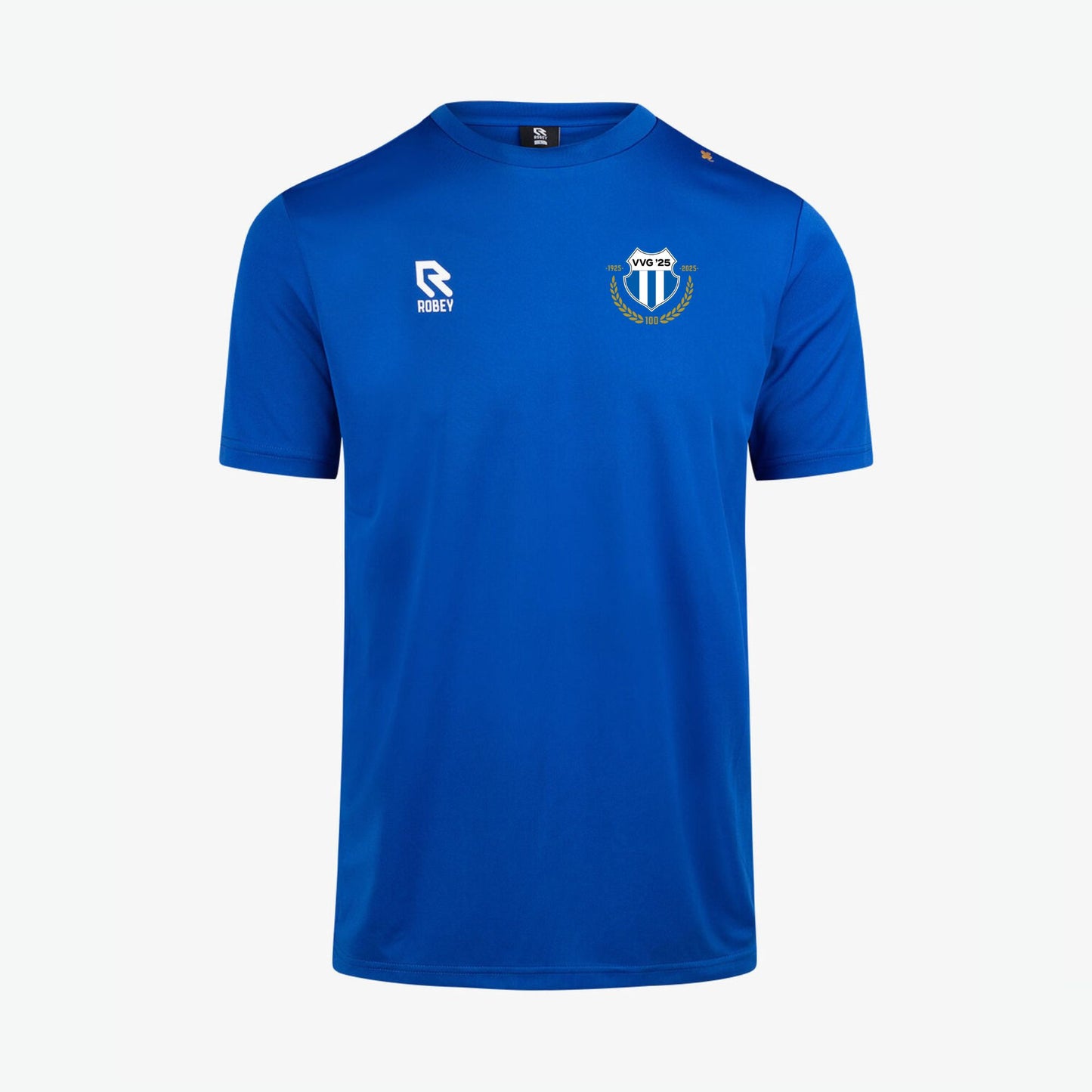 VVG blauwe trainings T-shirt, ademend en comfortabel sportshirt voor voetballers, perfect voor trainingen en wedstrijden.