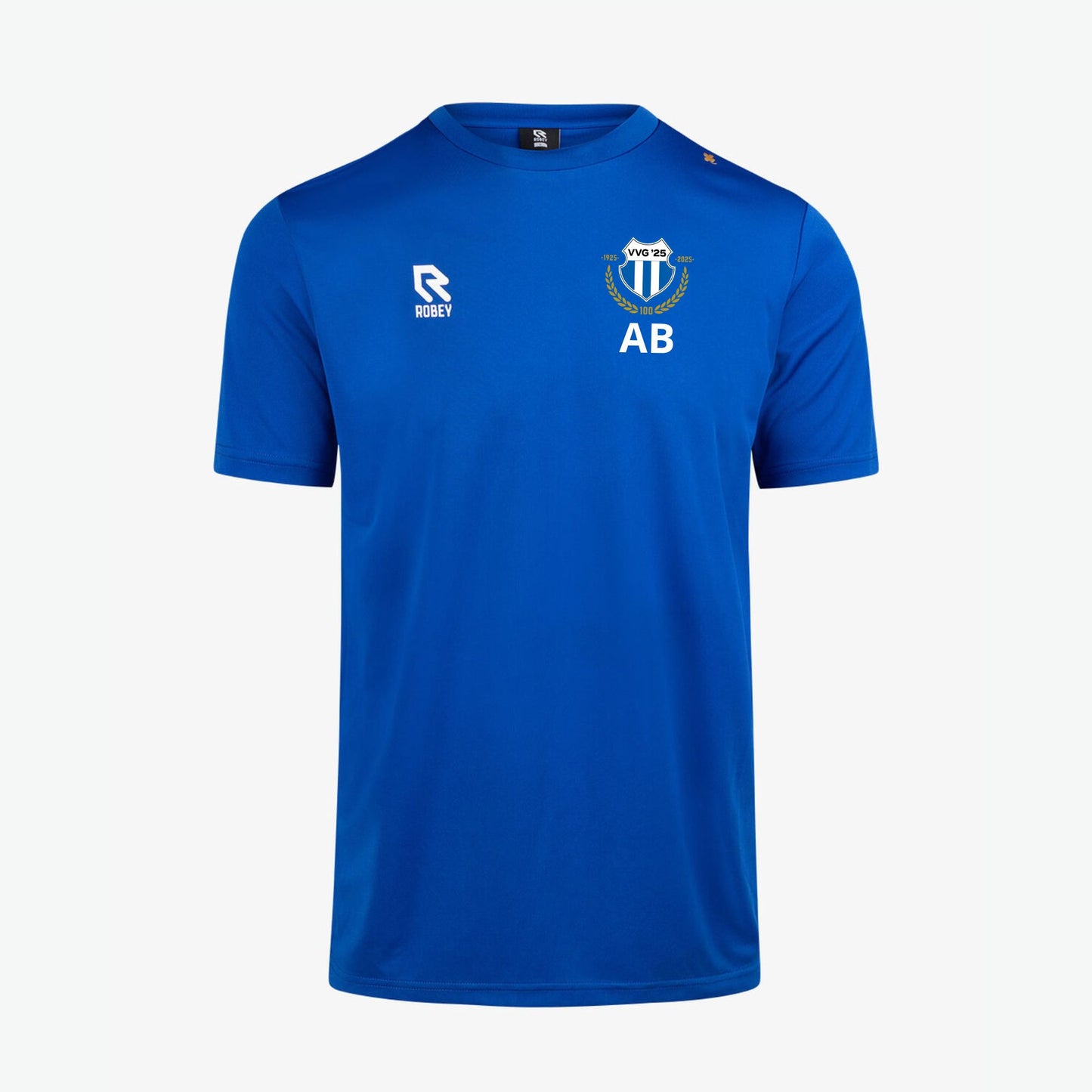 VVG'25 blauwe sport T-shirt, ademend en comfortabel sportshirt voor voetballers, perfect voor trainingen en wedstrijden.
